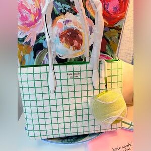 Rare Kate Spade Novelty Specialty Tennis Large Tote Bag 38x28x14cm w/ Pouch NWT